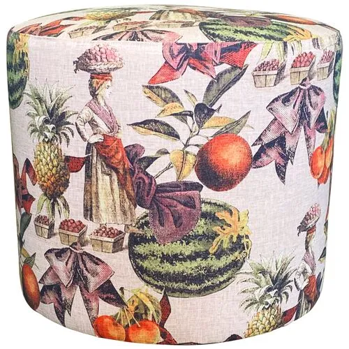 Madison Outdoor Ottoman - Watermelon Lady - Kim Salmela