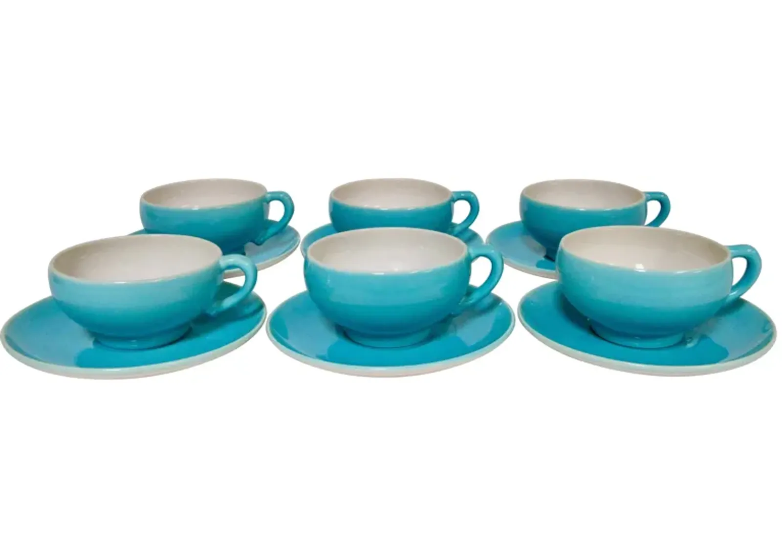 1930s California Pottery Cups & Saucers - The Emporium Ltd. - Blue