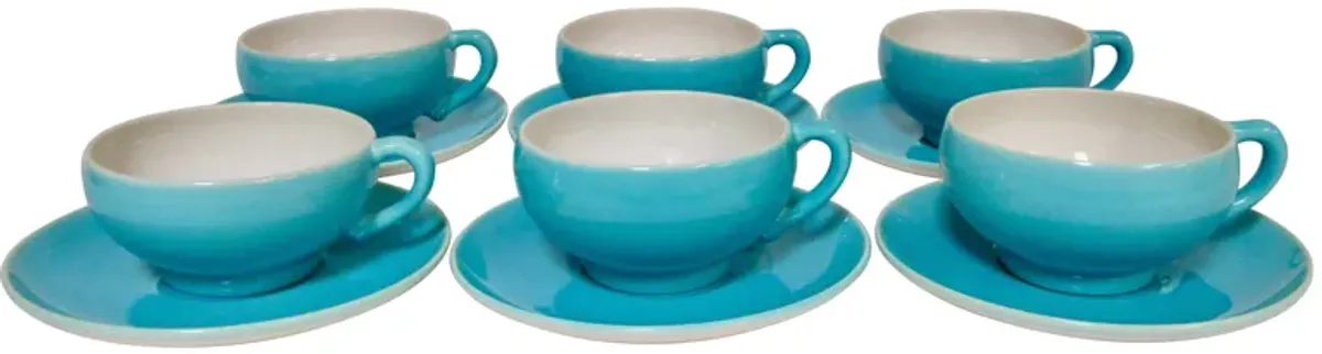 1930s California Pottery Cups & Saucers - The Emporium Ltd. - Blue