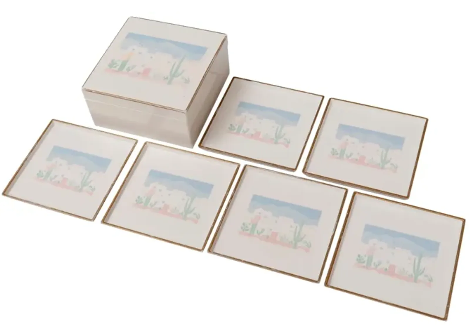 Southwestern Coasters by Otagiri - Set of 6 - Interesting Things - White