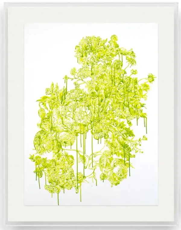 Thomas Little, Green Flowers Painting in Acrylic