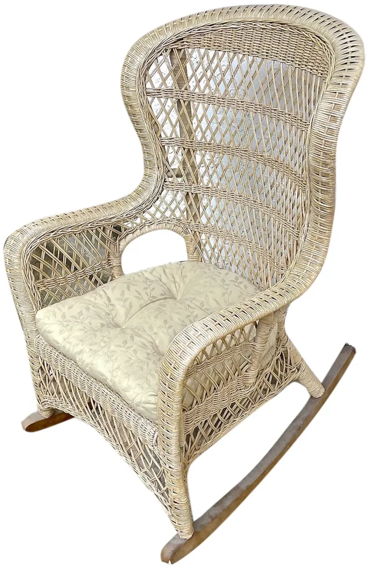 Natural Wingback Wicker Rocking Chair - Vermilion Designs - Beige