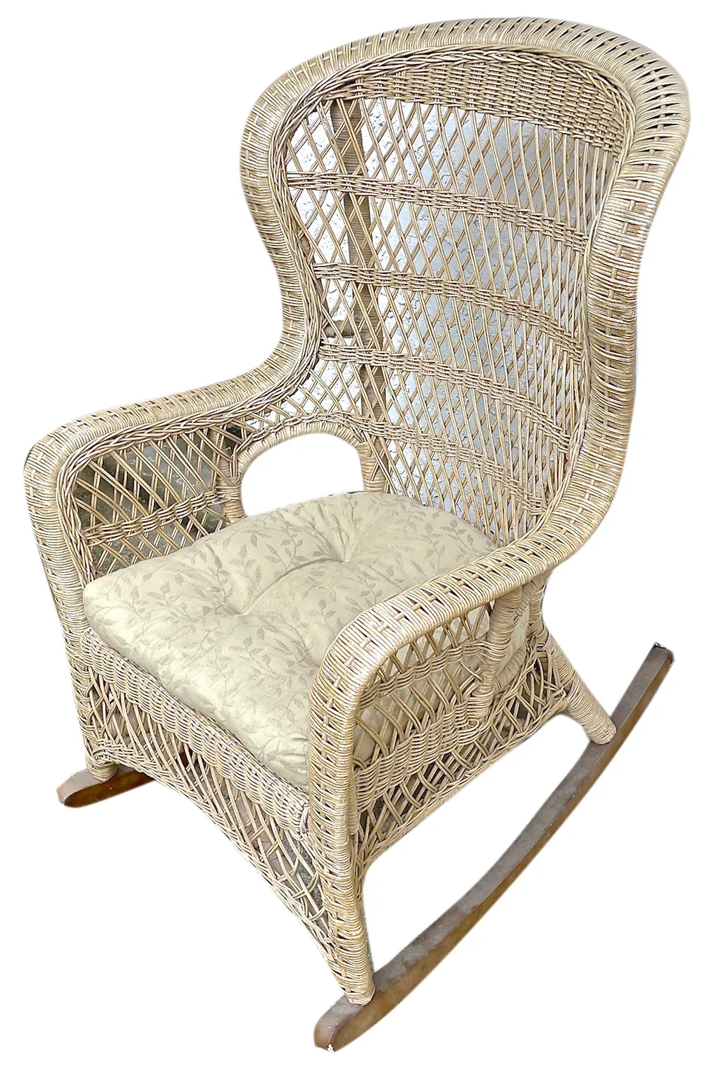 Natural Wingback Wicker Rocking Chair - Vermilion Designs - Beige