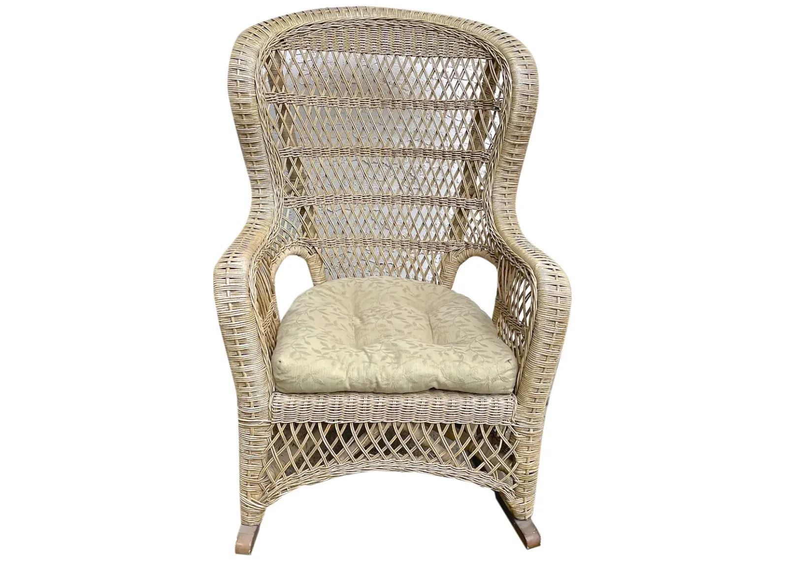 Natural Wingback Wicker Rocking Chair - Vermilion Designs - Beige