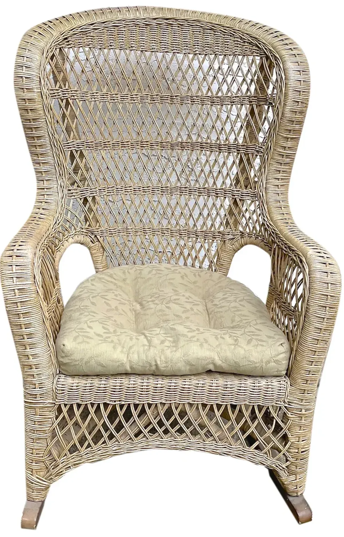 Natural Wingback Wicker Rocking Chair - Vermilion Designs - Beige