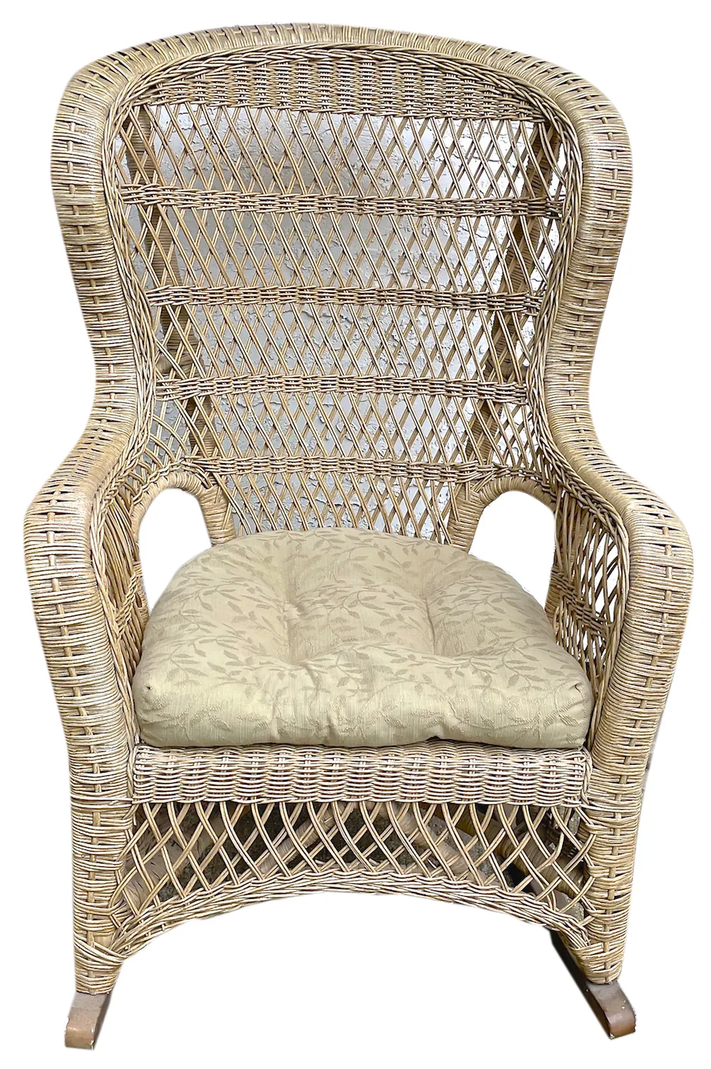 Natural Wingback Wicker Rocking Chair - Vermilion Designs - Beige