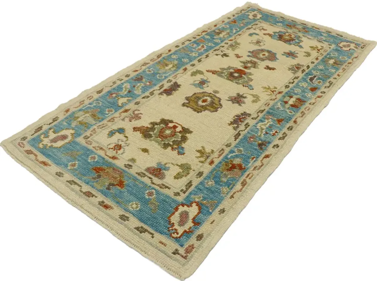 Turkish Oushak Rug - 2'10"x5'11" - Esmaili Rugs & Antiques - Blue - Blue