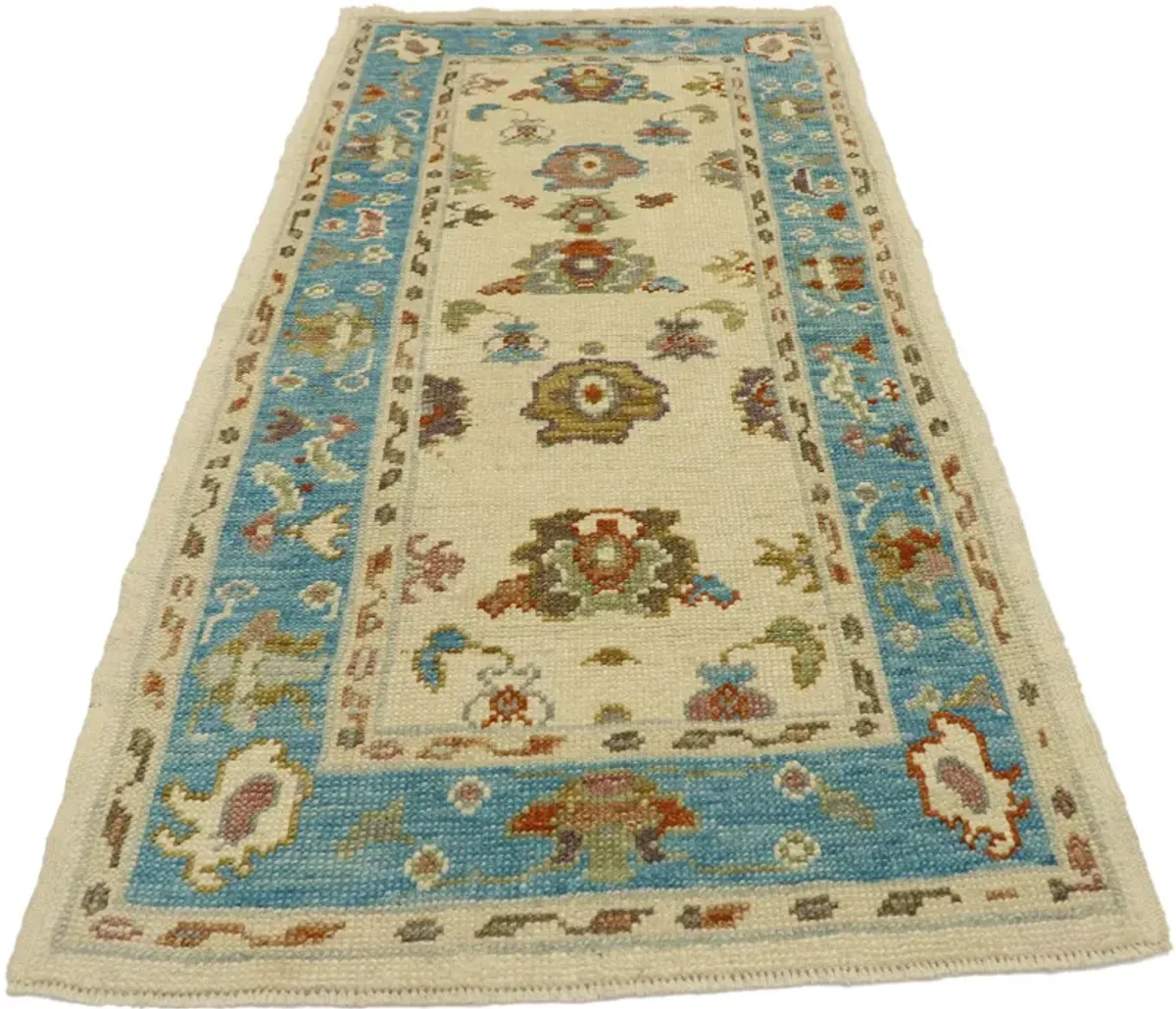 Turkish Oushak Rug - 2'10"x5'11" - Esmaili Rugs & Antiques - Blue - Blue