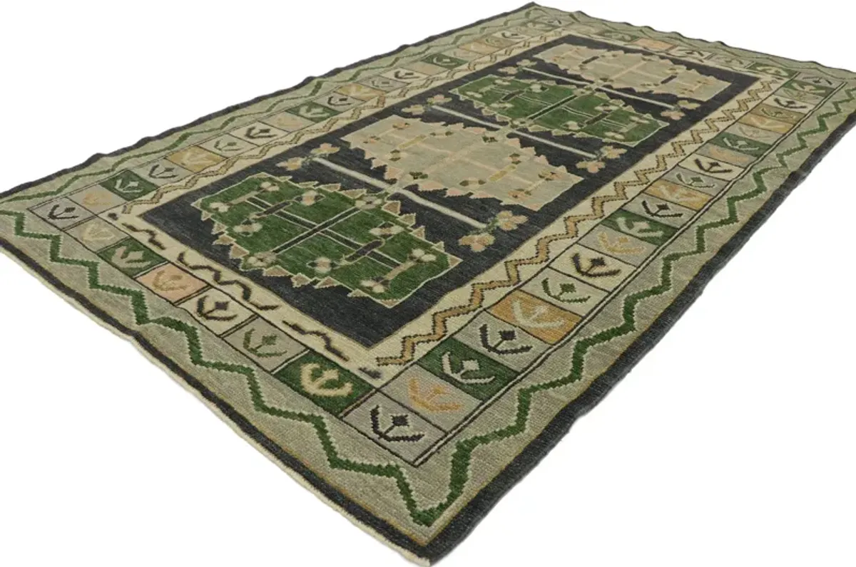 Turkish Oushak Rug - 5'2"x8'6" - Esmaili Rugs & Antiques - Green - Green