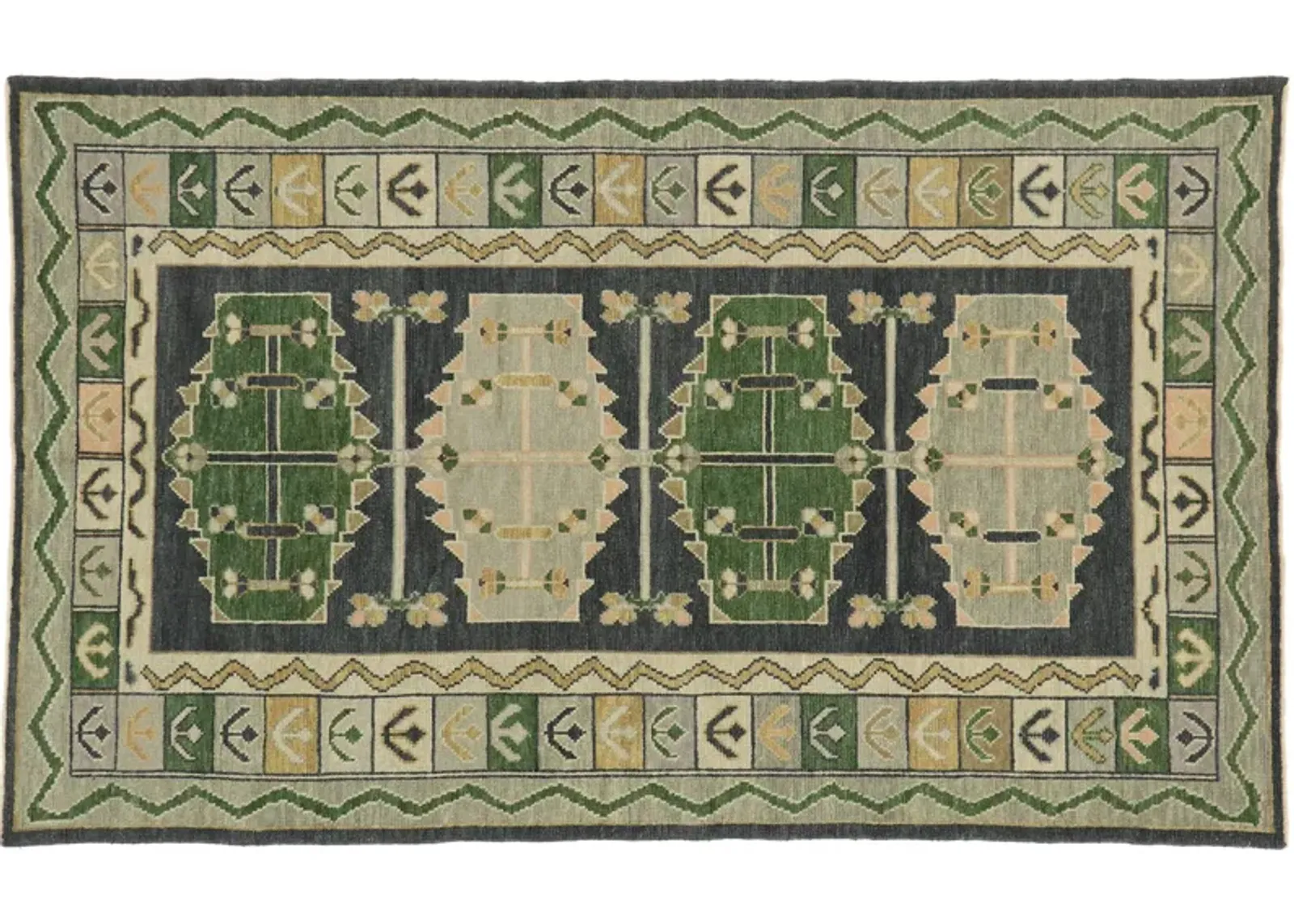 Turkish Oushak Rug - 5'2"x8'6" - Esmaili Rugs & Antiques - Green - Green