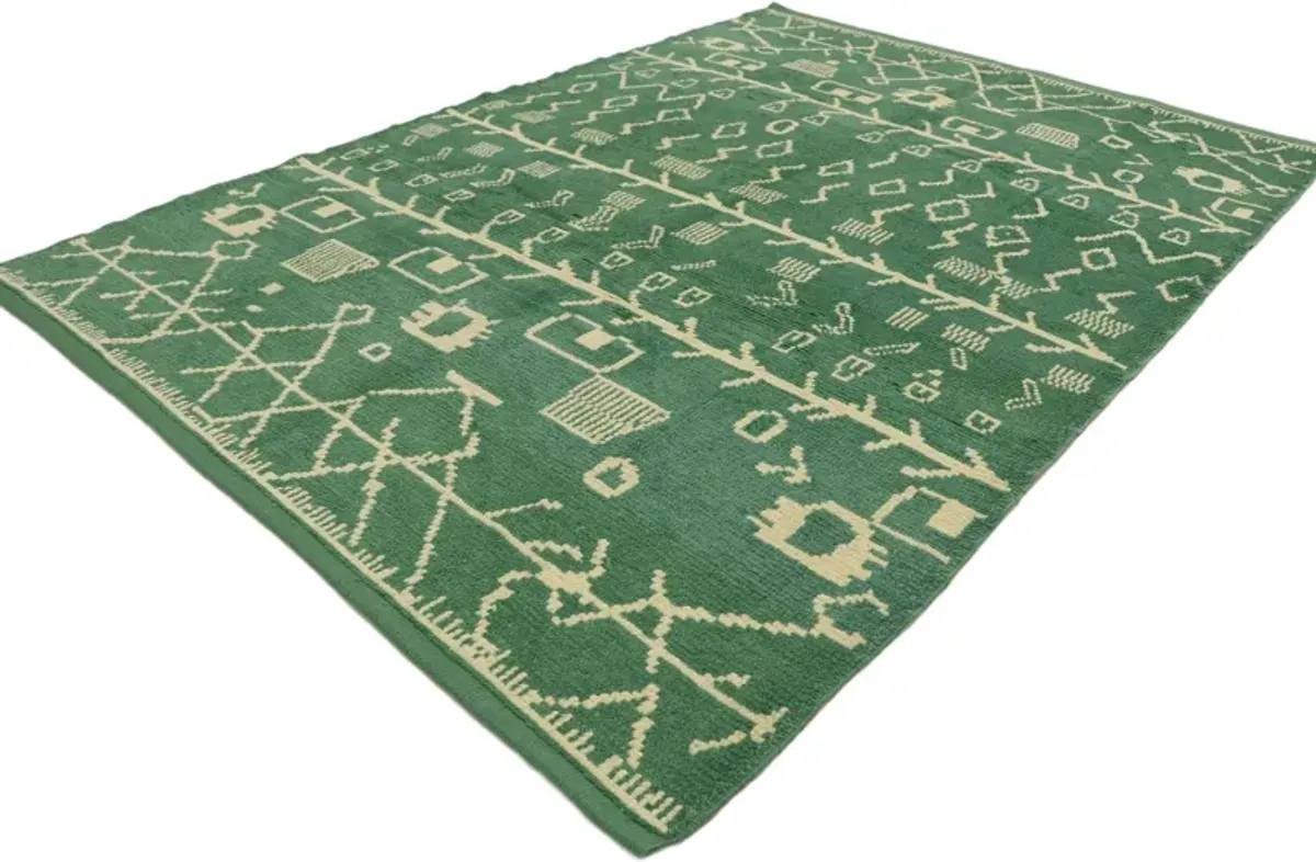 Green Moroccan Style Rug - 5'8"x8' - Esmaili Rugs & Antiques - Green