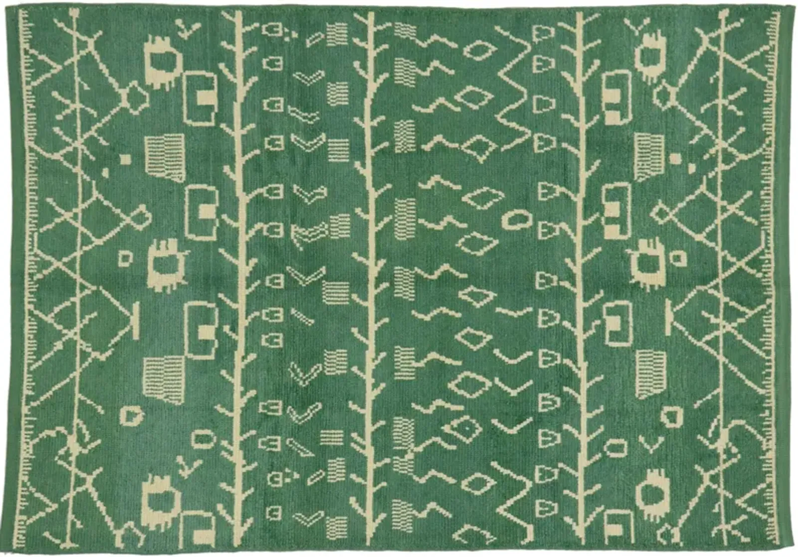 Green Moroccan Style Rug - 5'8"x8' - Esmaili Rugs & Antiques - Green