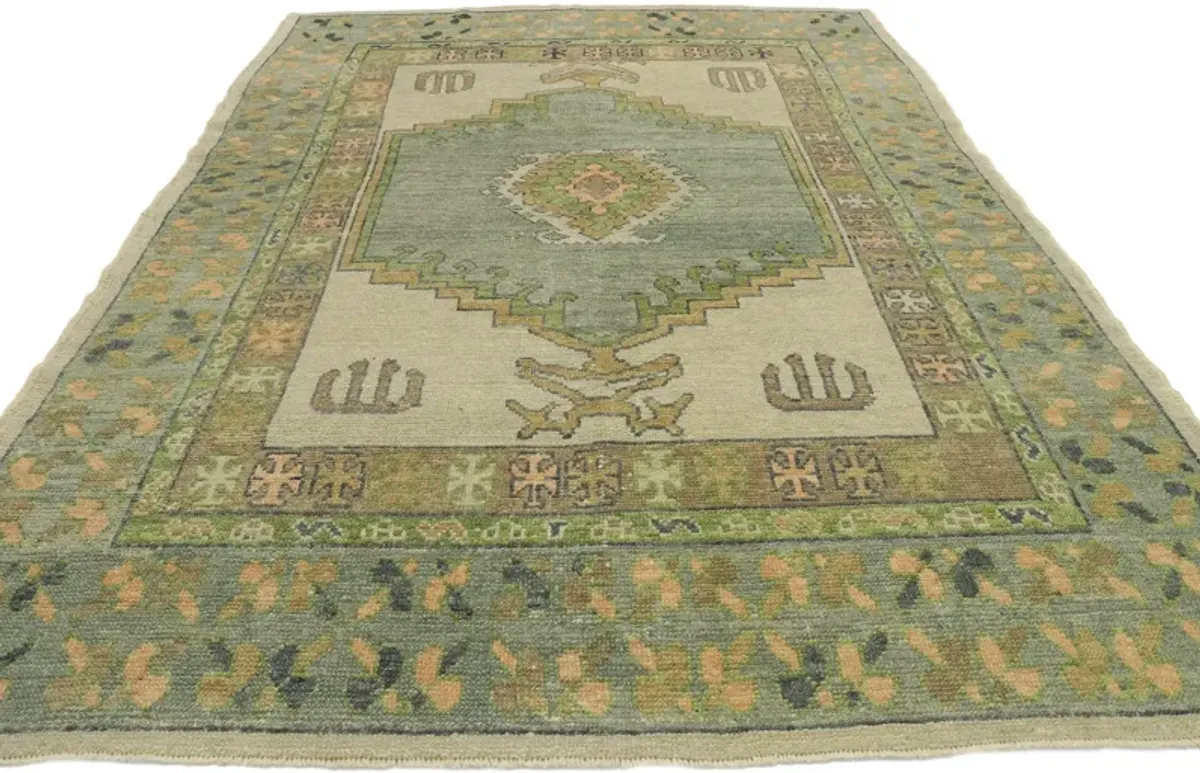 Turkish Oushak Rug - 6'5"x9'1" - Esmaili Rugs & Antiques - Green - Green