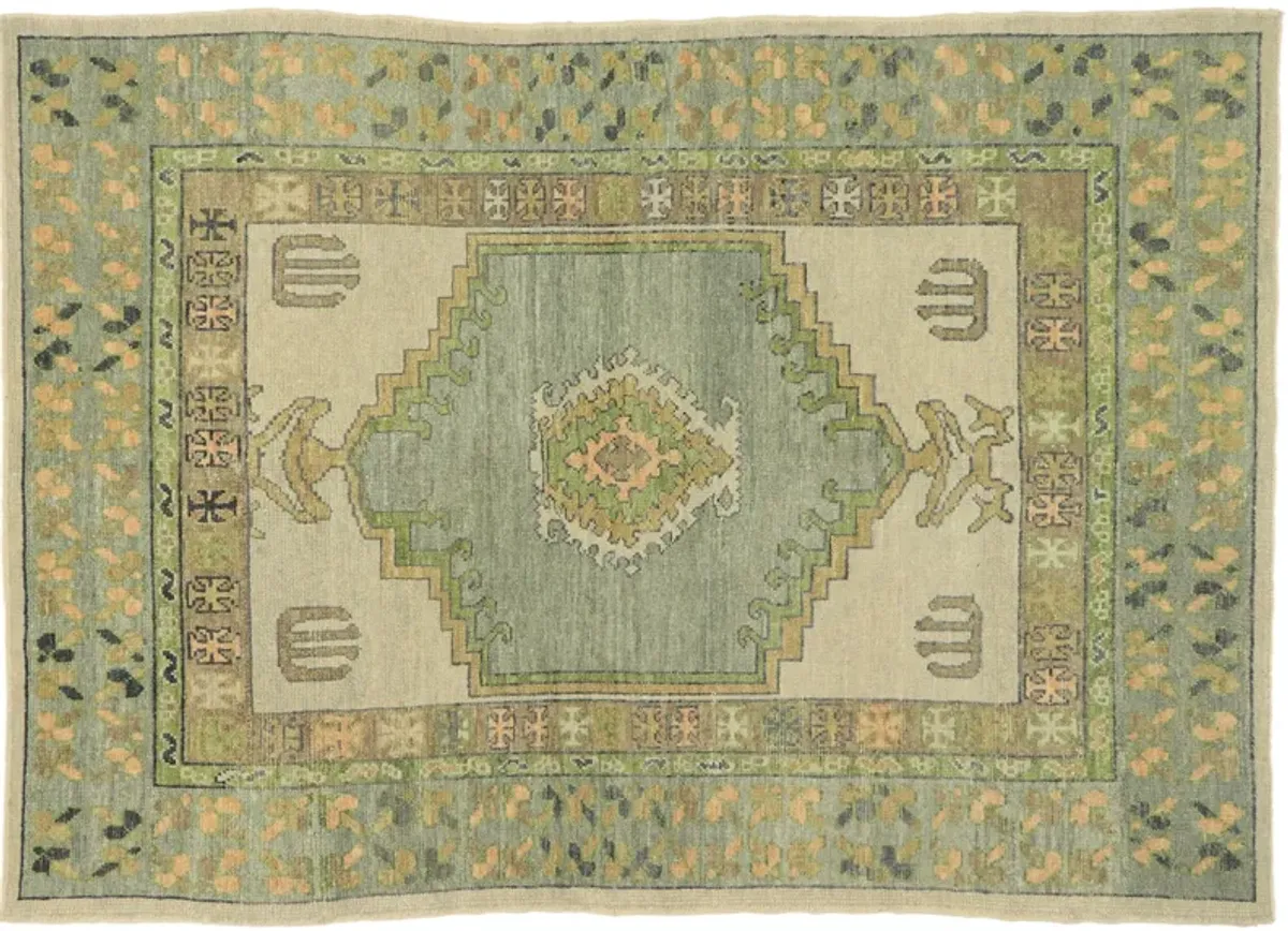 Turkish Oushak Rug - 6'5"x9'1" - Esmaili Rugs & Antiques - Green - Green