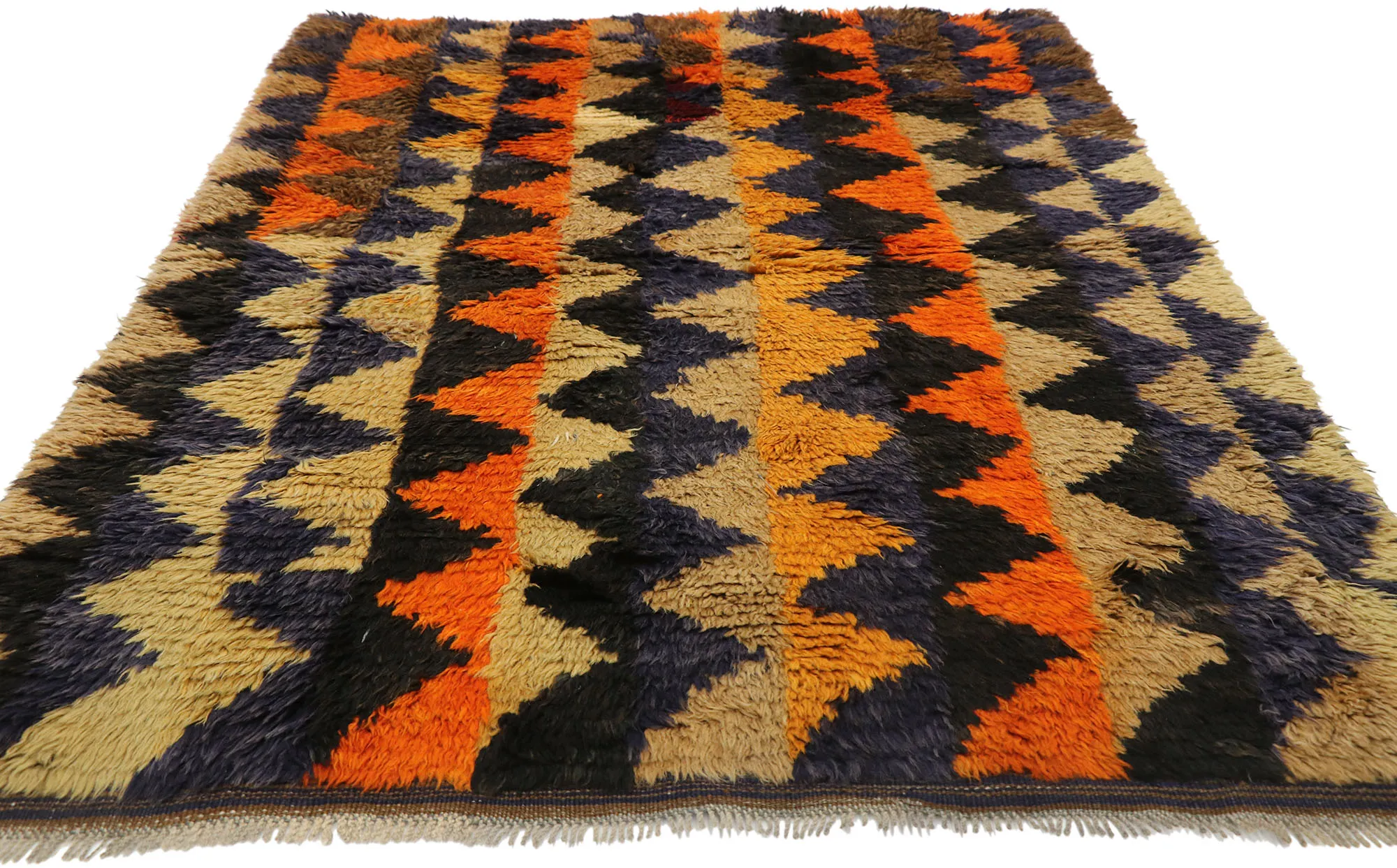 Vintage Turkish Tulu Rug - 4'3" x 6' - Esmaili Rugs & Antiques - Orange - Orange