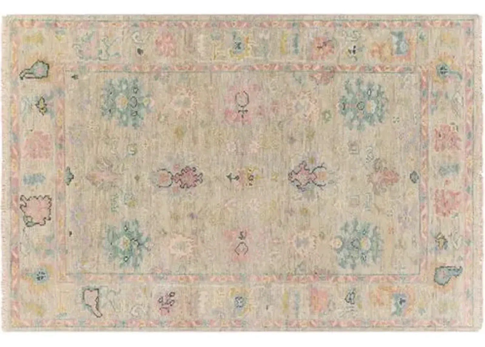 Grove Hand-Knotted Rug - Rose/Taupe - Pink - Pink