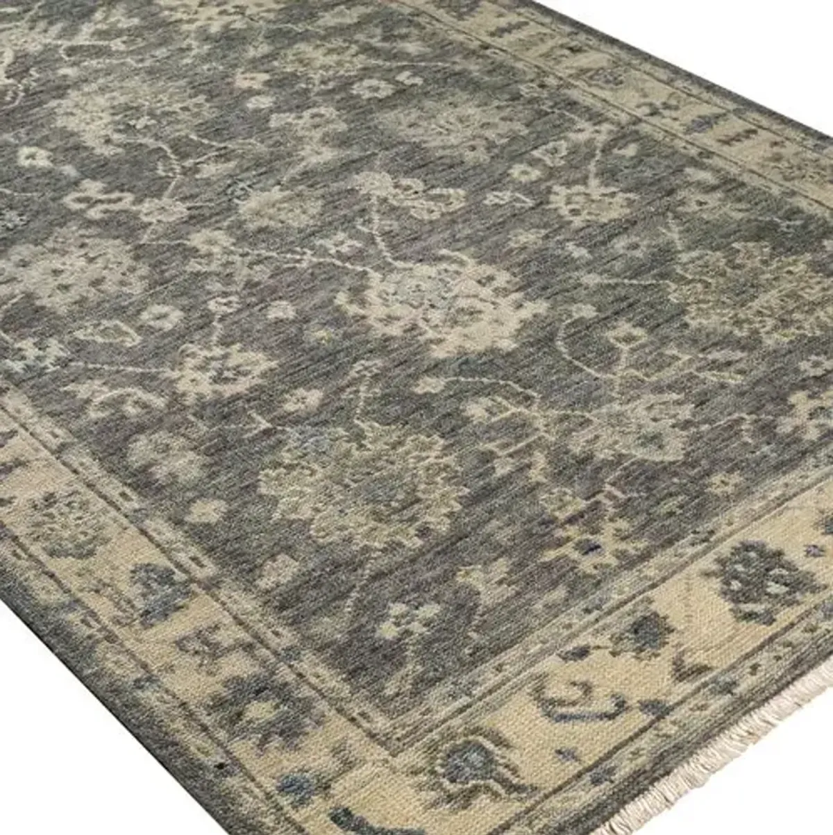 Grove Hand-Knotted Rug - Charcoal/Blue - Gray - Gray