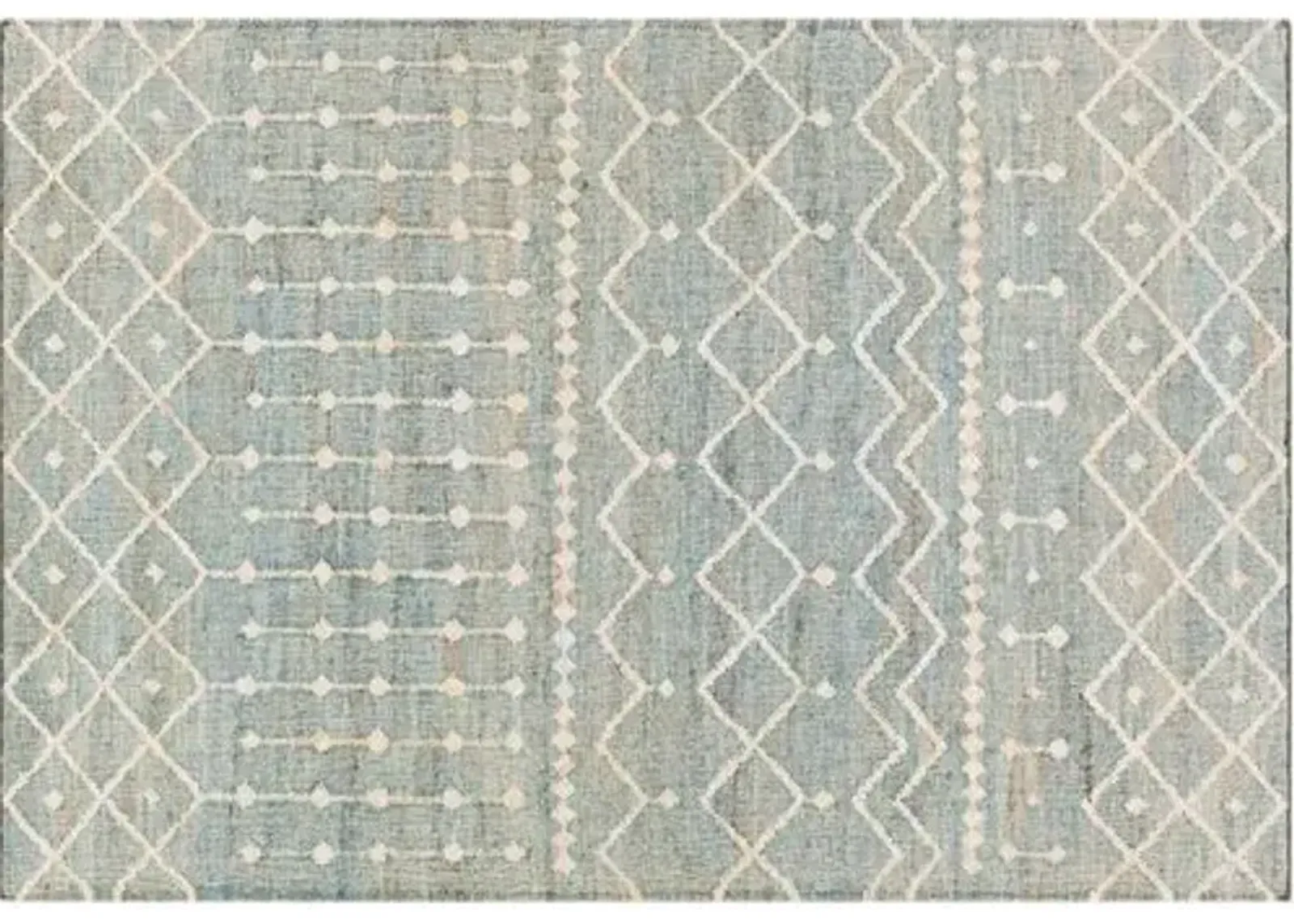 Natalie Jute Rug - Camel/Ice Blue - Blue