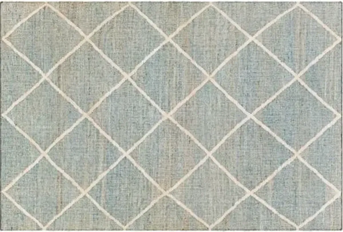 Natalie Jute Rug - Ice Blue/Tan - Blue