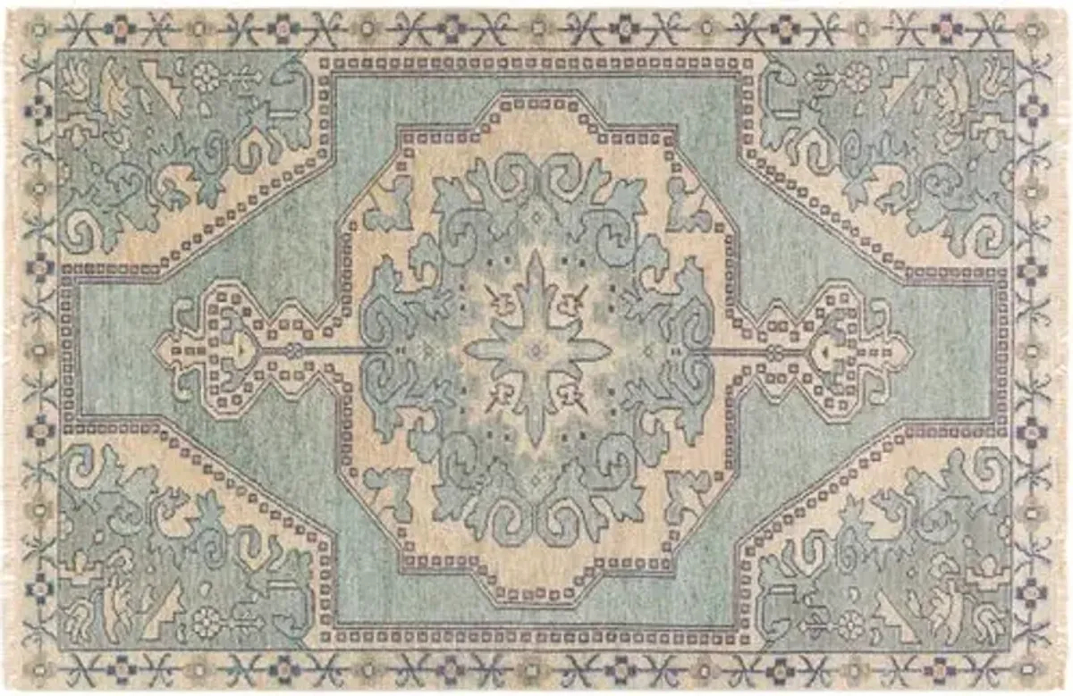 Kyle Hand-Knotted Rug - Sage/Navy - Green - Green