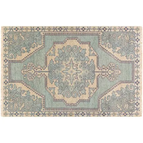 Kyle Hand-Knotted Rug - Sage/Navy - Green - Green