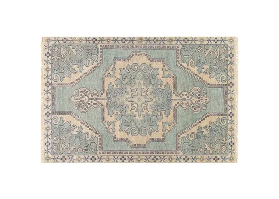 Kyle Hand-Knotted Rug - Sage/Navy - Green - Green