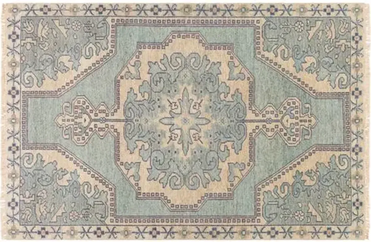 Kyle Hand-Knotted Rug - Sage/Navy - Green - Green