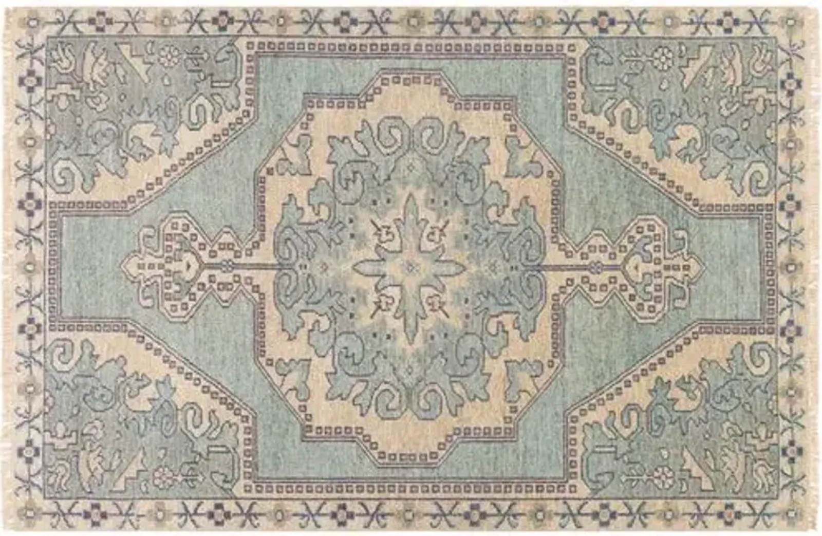 Kyle Hand-Knotted Rug - Sage/Navy - Green - Green