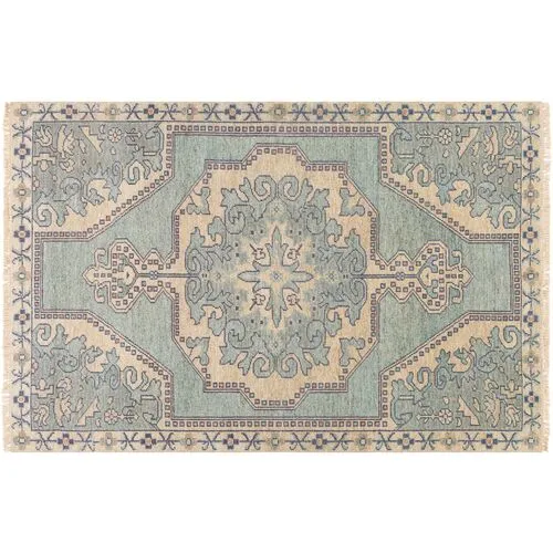 Kyle Hand-Knotted Rug - Sage/Navy - Green - Green