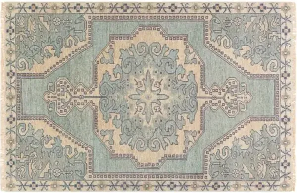 Kyle Hand-Knotted Rug - Sage/Navy - Green - Green