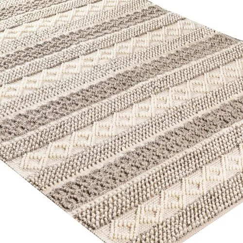 Selina Handwoven Rug - Cream/Charcoal - Ivory - Ivory