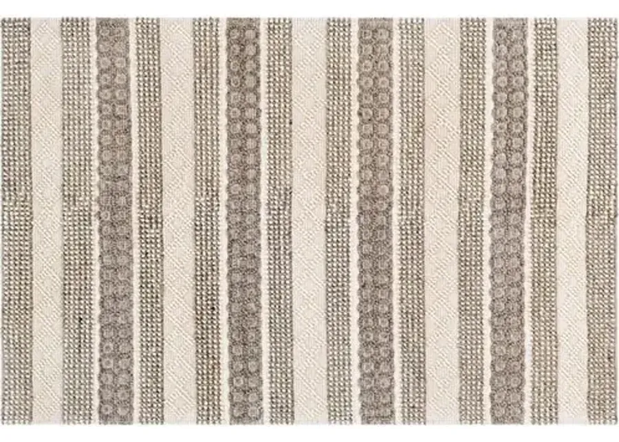 Selina Handwoven Rug - Cream/Charcoal - Ivory - Ivory