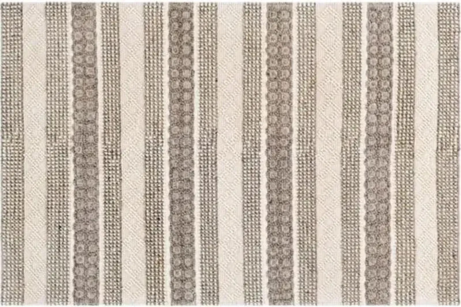 Selina Handwoven Rug - Cream/Charcoal - Ivory - Ivory