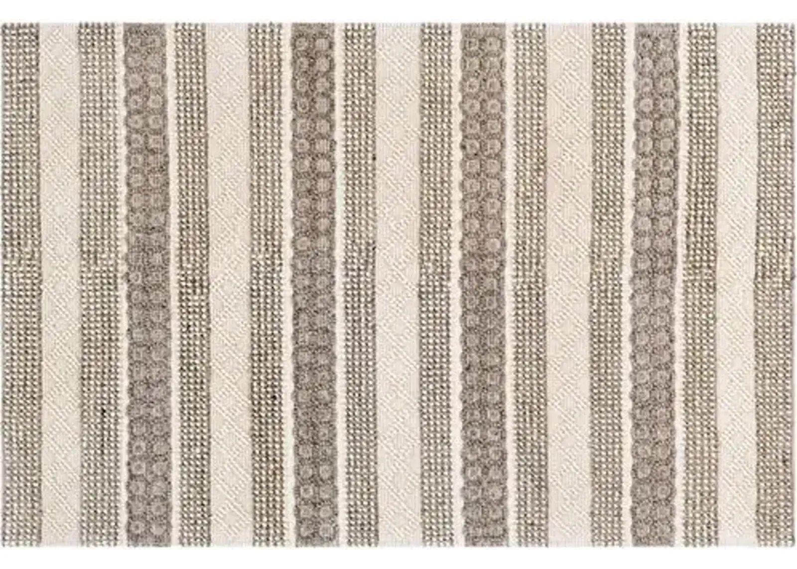 Selina Handwoven Rug - Cream/Charcoal - Ivory - Ivory