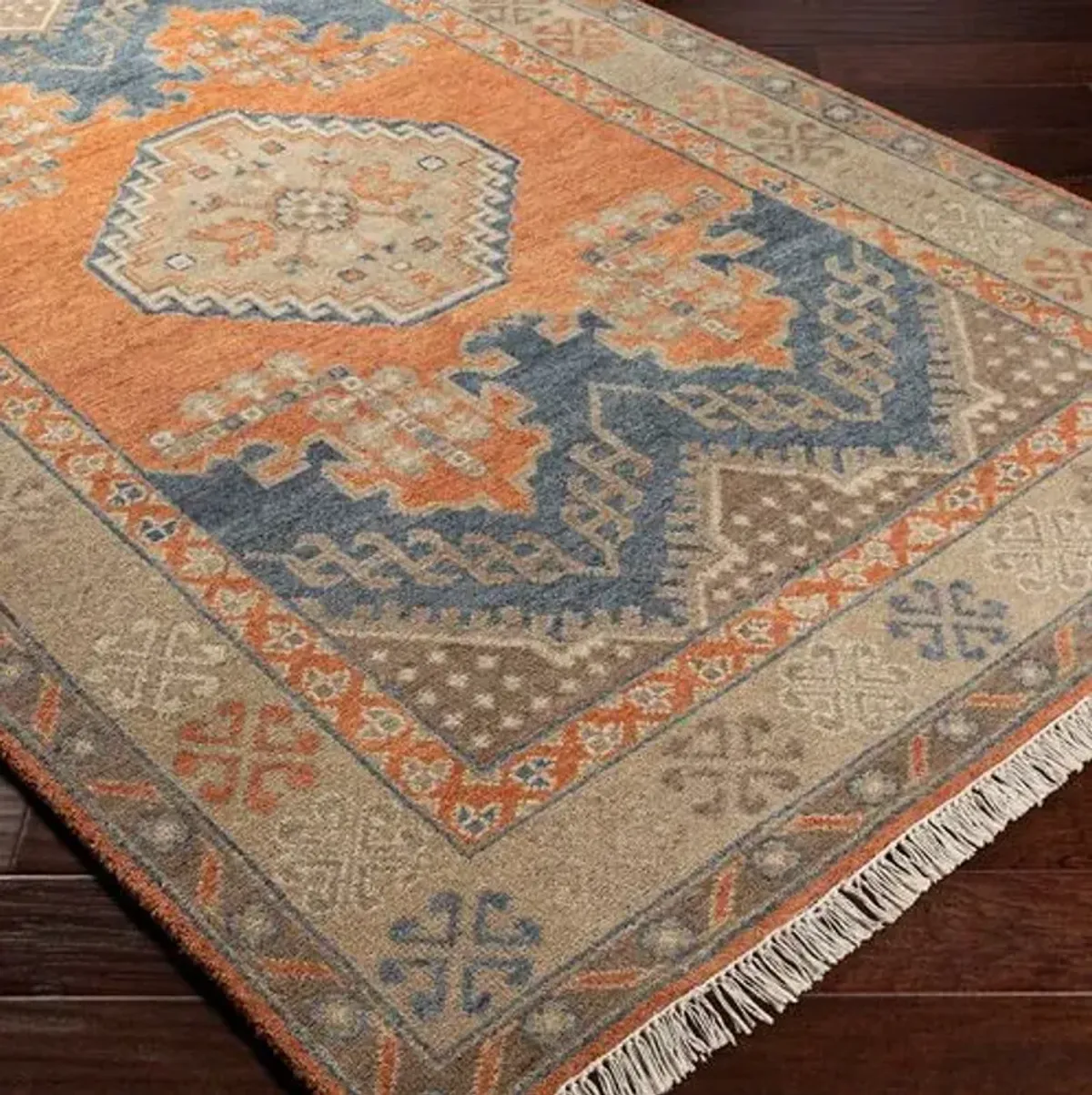 Cherry Hand-Knotted Rug - Tan/Orange - Orange