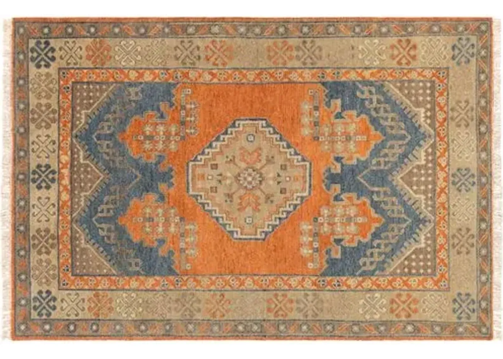 Cherry Hand-Knotted Rug - Tan/Orange - Orange