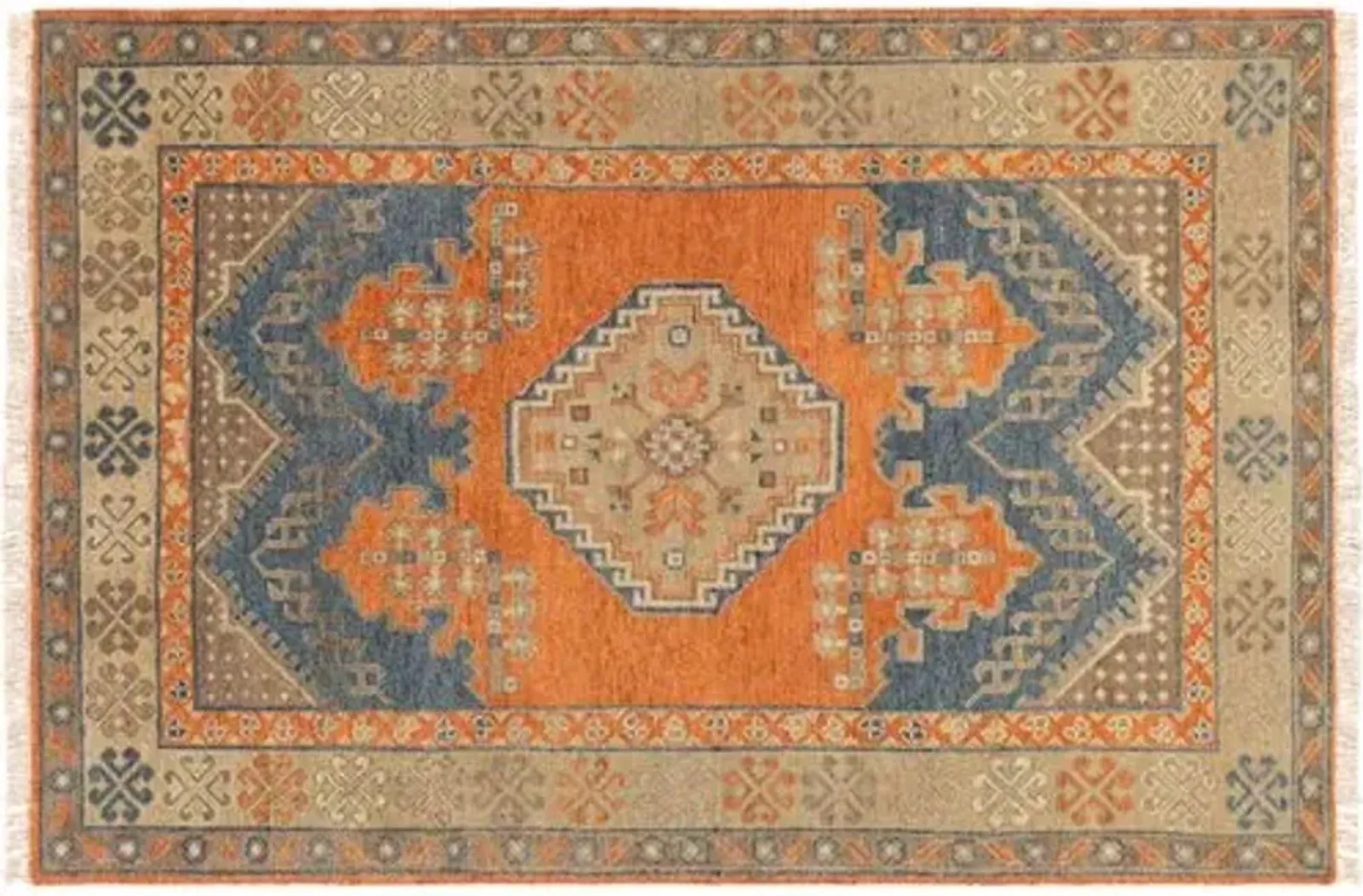 Cherry Hand-Knotted Rug - Tan/Orange - Orange