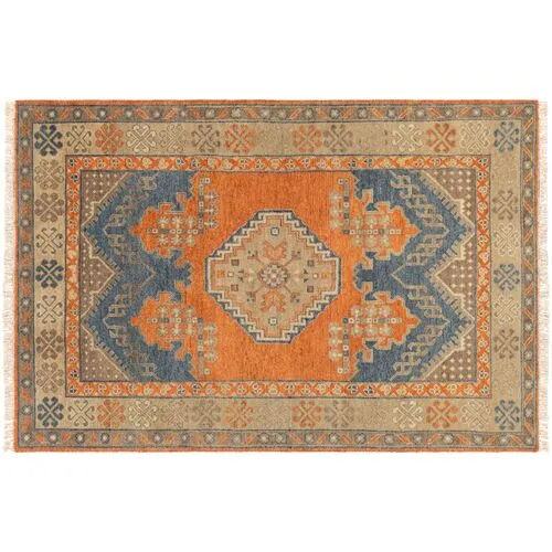 Cherry Hand-Knotted Rug - Tan/Orange - Orange