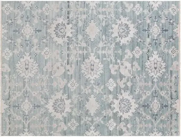 Raja Hand-Knotted Rug - Aqua/Taupe - Blue - Blue