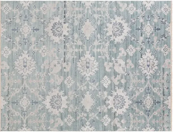 Raja Hand-Knotted Rug, Aqua/Taupe