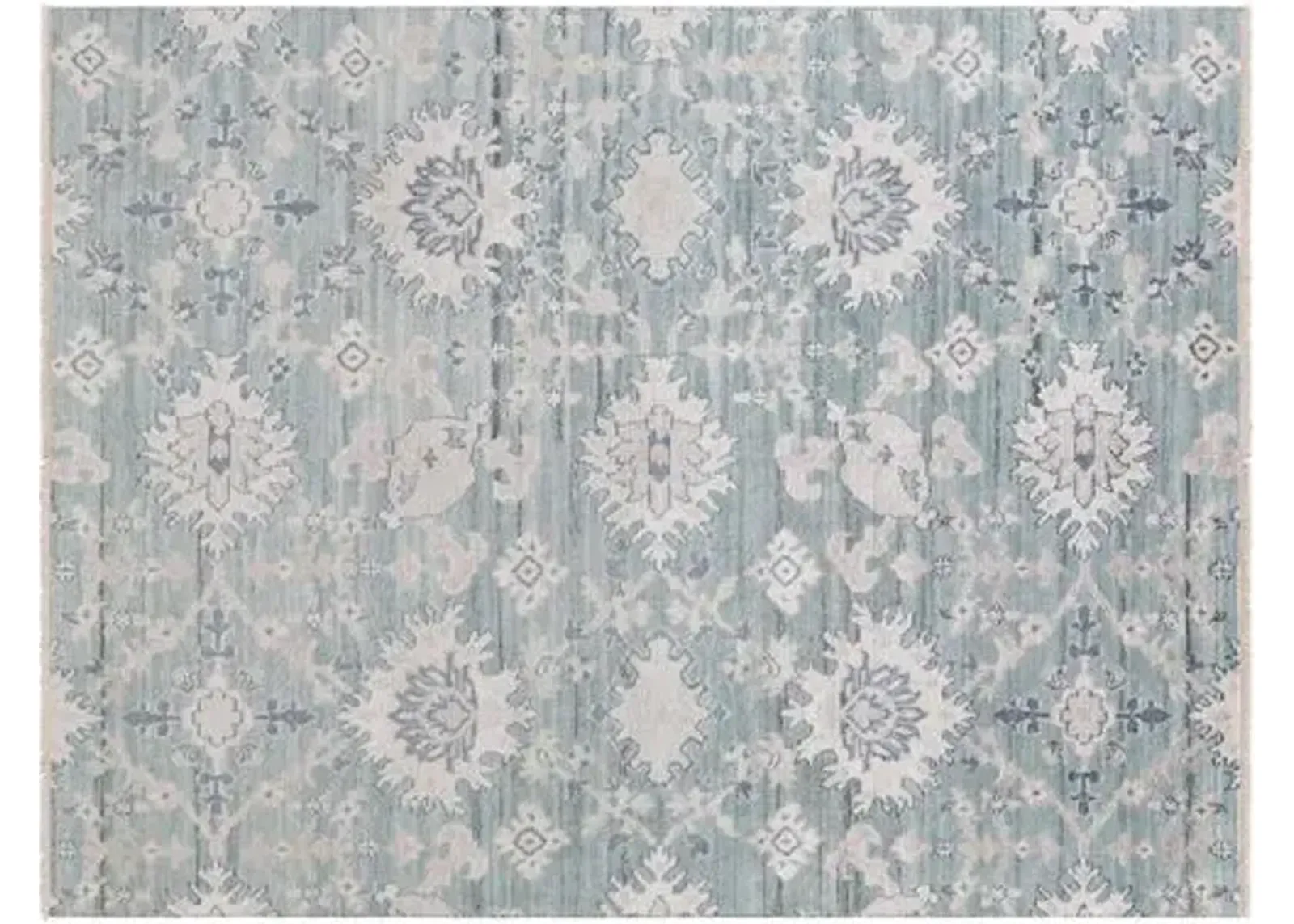 Raja Hand-Knotted Rug - Aqua/Taupe - Blue - Blue