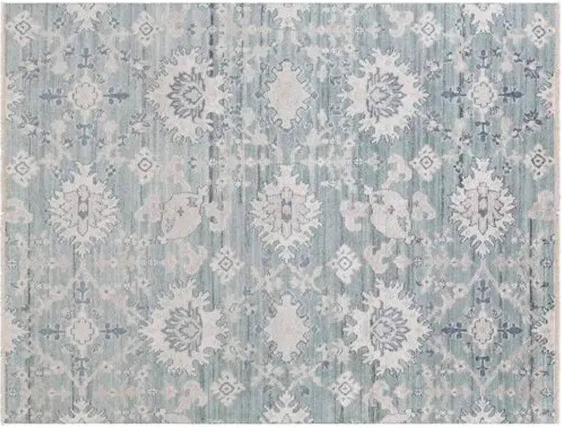 Raja Hand-Knotted Rug - Aqua/Taupe - Blue - Blue