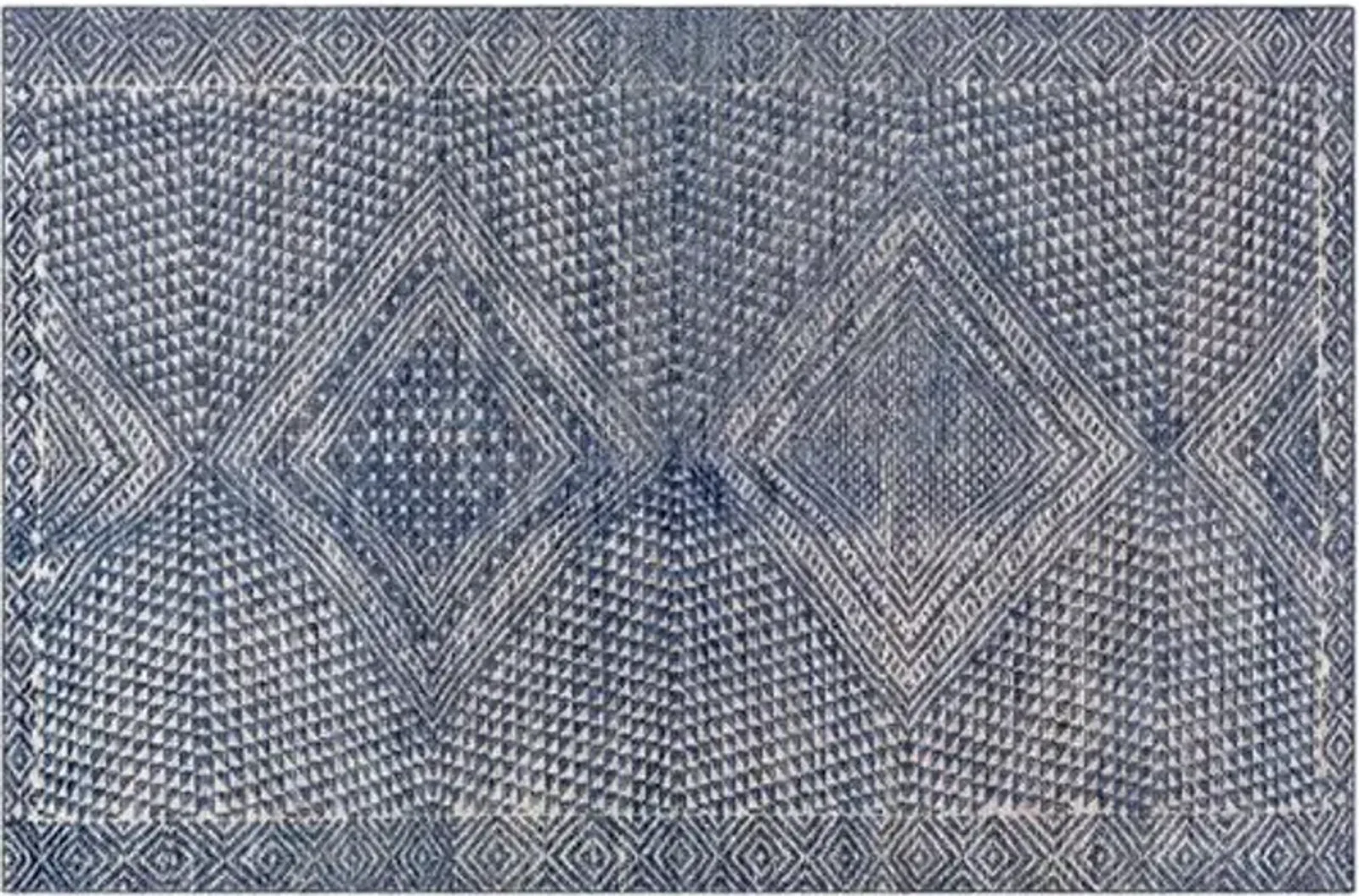 Drew Hand-Knotted Rug - Denim/Taupe - Blue - Blue