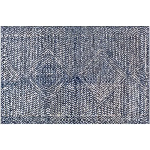 Drew Hand-Knotted Rug - Denim/Taupe - Blue - Blue