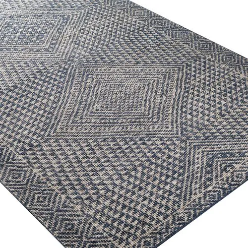 Drew Hand-Knotted Rug - Denim/Taupe - Blue - Blue