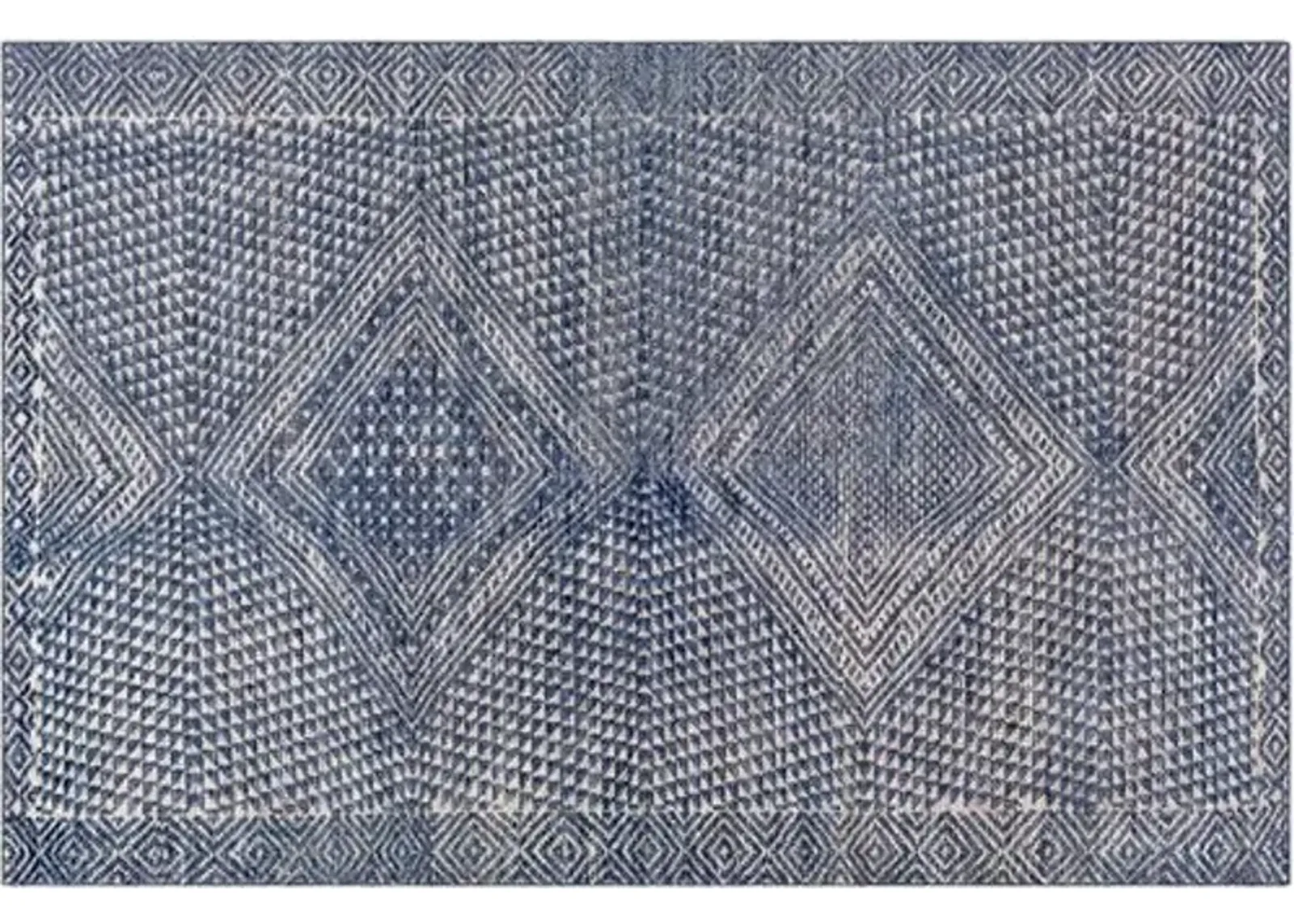 Drew Hand-Knotted Rug - Denim/Taupe - Blue - Blue