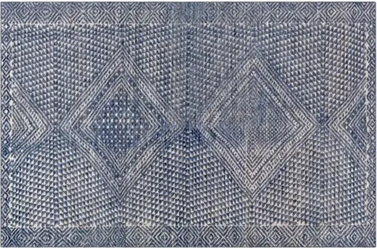 Drew Hand-Knotted Rug - Denim/Taupe - Blue - Blue