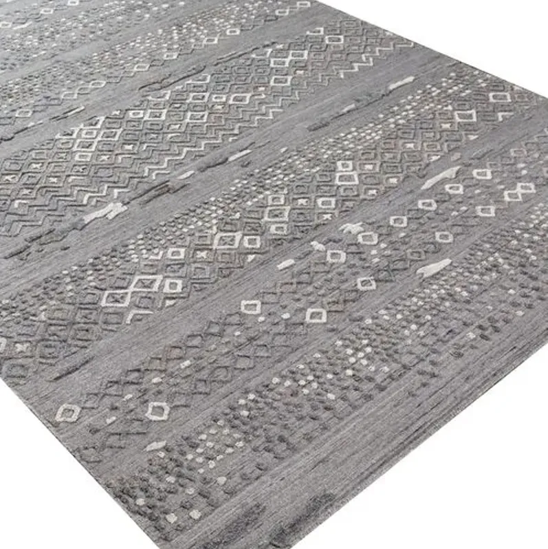 Alia Hand-Loomed Rug - Gray - Handcrafted - Gray