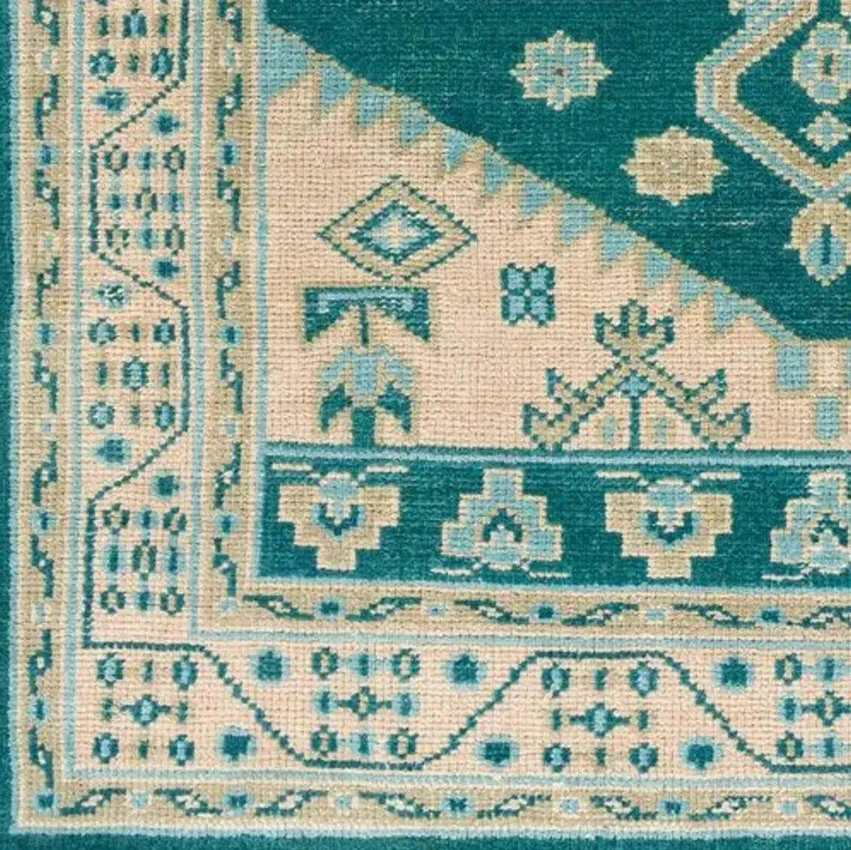 Mindy Hand-Knotted Rug - Emerald/Beige - Green - Green