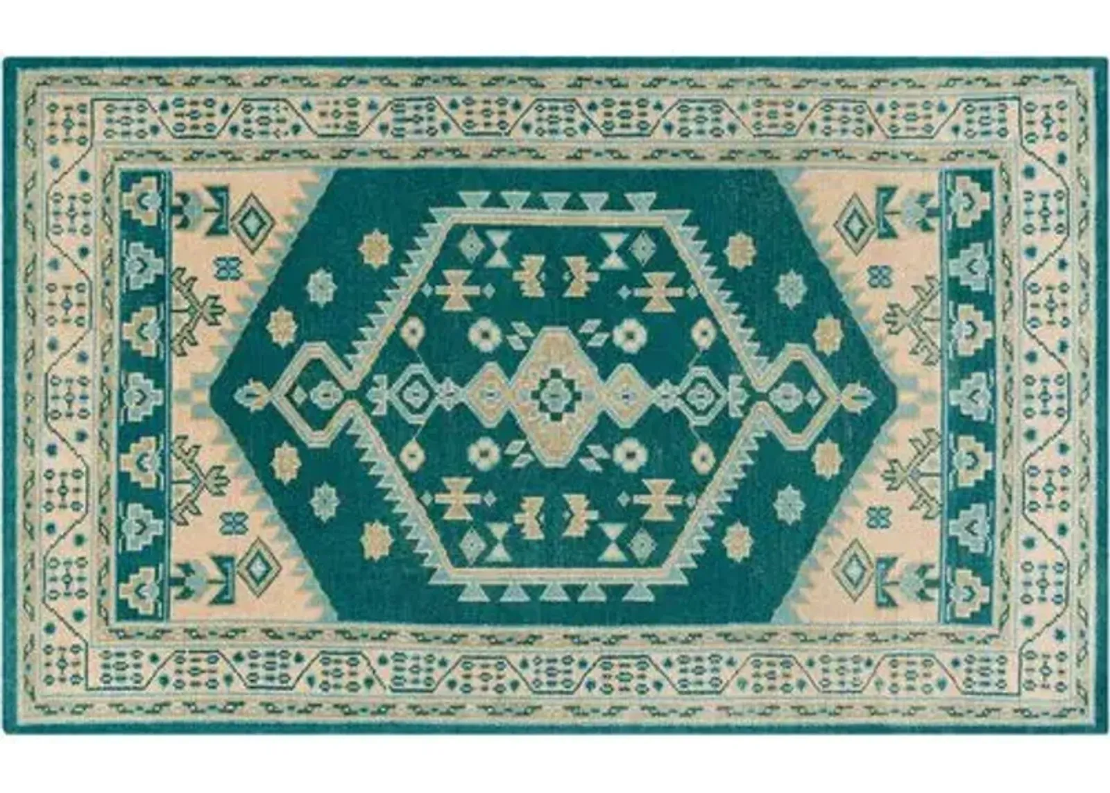 Mindy Hand-Knotted Rug - Emerald/Beige - Green - Green